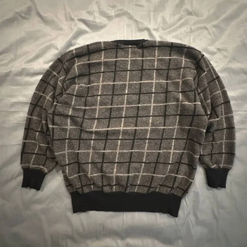 Nordstrom Clan Douglas 100% Cashmere Sweater Made In Scotland Plaid Geometric